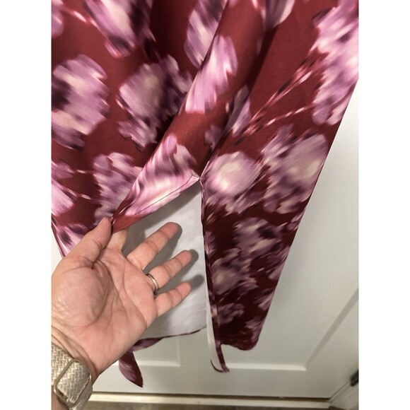 Scoop Women’s Size XL Bodycon Bias Cut Burgundy Floral Sleeveless Modest Dress - Picture 3 of 9